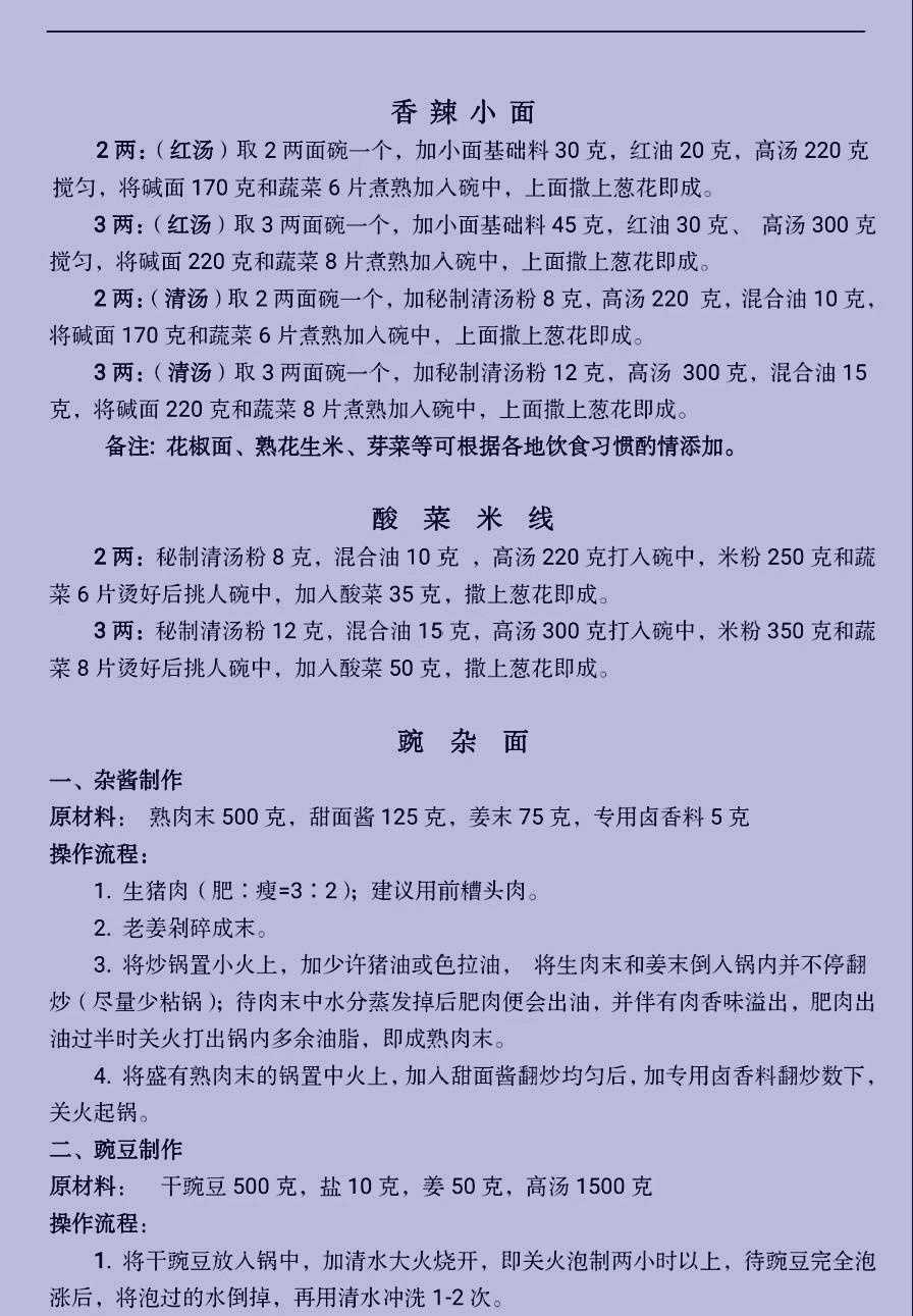 开早餐店的朋友离不开的粉/面技术配方，内部资料，谨慎收藏